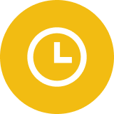 Operating hours icon (clock in yellow circle).