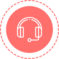 Headset support icon in circular badge.