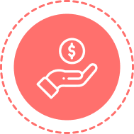 Hand holding coin icon representing payment, pricing, or affordability